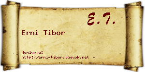 Erni Tibor névjegykártya